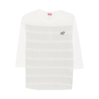 Kenzo Tops, Dames, Wit, S, Katoen, Top met driekwart mouwen
