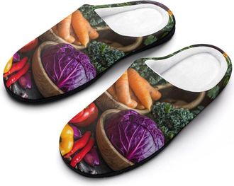 Generic Root Crops Vegetables Womens Slippers Warm House Slippers Indoor House Shoes with Anti-Skid Rubber Sole