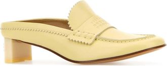 Maison Margiela Womens Leather Block Heel Flat Yellow Calf