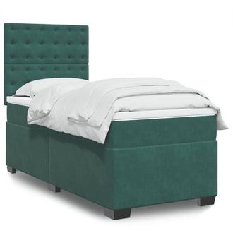 vidaXL Cama Box Spring Con Colch&oacute;n Terciopelo Verde Oscuro 80x200 Cm Vidaxl