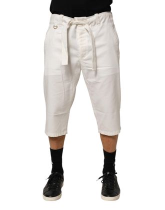 Dolce & Gabbana White Cotton Stretch Cropped Trouser Mens Pants