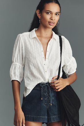 Pilcro The Tallulah Puff-Sleeve Buttondown Top by Pilcro