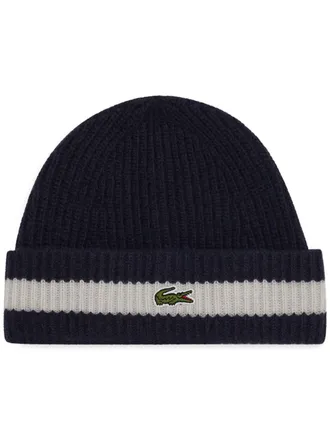 Lacoste ribbed-knit beanie hat - men - Wool - One Size - Blue