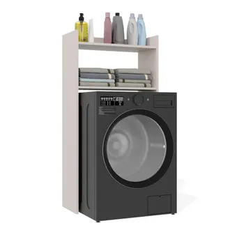 Topeshop Nina Np - Mueble De Ba&ntilde;o - Para Lavadora Con 2 Estantes - 64x126x30 Cm - Cachemire