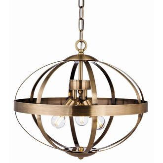 Netlighting Healey 3 Light Cage Ceiling Pendant Antique Brass E14 in Gold