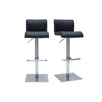 Miliboo Miliboo - Set De 2 Taburetes De Cocina De Dise&ntilde;o Regulable Negro Y Acero Inoxidable Cepillado Sheina