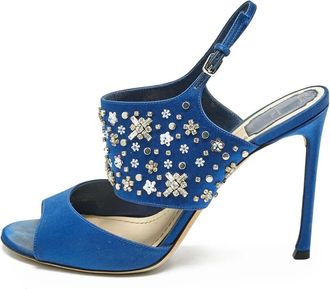 Dior Sandali in pelle con tacco e strass 100mm - Blu