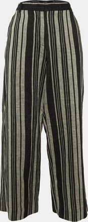 Max Mara Black/grey Striped Linen Trousers