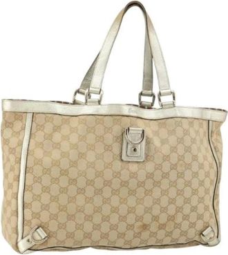 Gucci Pre-owned Tote Bags, female, Beige, Size: ONE SIZE Pre-owned Canvas Tote Bag