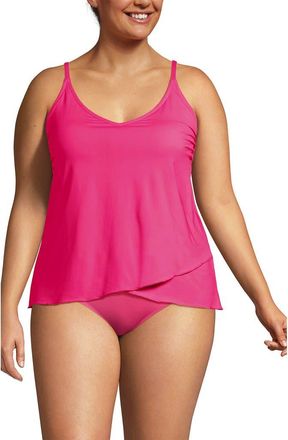 Lands End Plus Size Chlorine Resistant Tulip Hem Tankini Swimsuit Top in Pink Azalea at Nordstrom, Size 1X