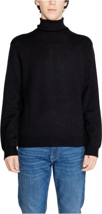 A|X Armani Exchange Zwarte Gebreide Coltrui - Heren - Coltruien - Zwart - S - Katoen - Truien & Vesten