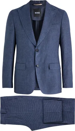BOSS Boss Patterned-intarsia Linen-blend Suit - Navy - 48 (UK38 / M)