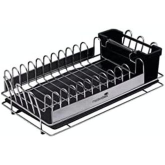 MasterClass Kitchen Craft Piccolo scolapiatti orizzontale de Acciaio inox, 41 x 22 x 13 cm, Nero / Argento