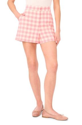 Ted Baker Hana Plaid Cotton Blend Shorts in Camellia Rose at Nordstrom, Size 10
