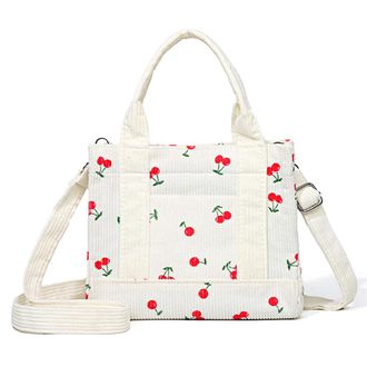 Generic Cute Cherry Shoulder Bag for Women Adjustable Strap Crossbody Bag with Front Pocket Hobo Bag Zipper Satchel Bag for Work Travel (S)