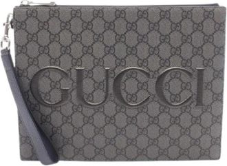 Gucci Pre-owned Vintage Canvas Clutch Bag - Heren - Vintage Clutch - Zwart - ONE Size - Leer - Vintage