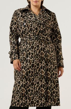 Estelle Shari Leopard Trench Coat at Nordstrom, Size 20W