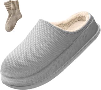 Generic Orthopedic Relief Slides With Wide Toebox, Cozy Waterproof Slippers, Thick-Sole Fuzzy House Shoes (Gray, Adul, Adult, Women, 4, Numeric Range, UK Foot
