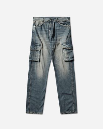 Silas Men s Vintage Wash Cargo Pants Blue Fade