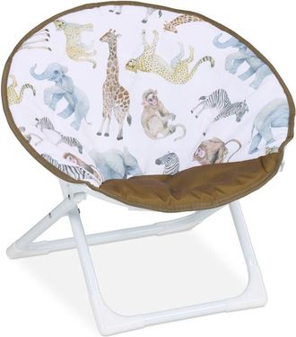 Relaxdays Relaxdays Kids Moon Chair, Jungle, Folding, 47 x 50 x 48 cm, Childrens Camping Seat, Indoor & Outdoor, Multicoloured