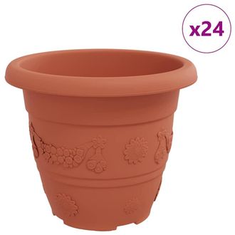 vidaXL Maceta Redonda Para Flores 24 Pcs Rojo Ladrillo &Oslash; 26 X 21.5 Cm Vidaxl