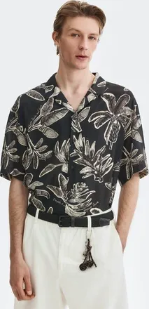 H&M Relaxed-fit resort shirt in Black/patterned at Nordstrom, Size Xx-Large