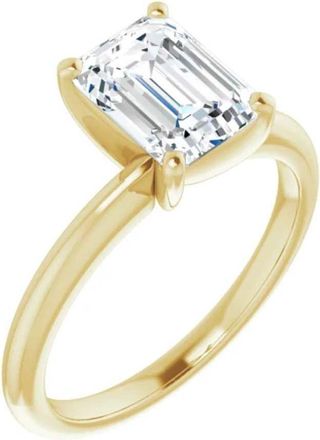 Pompeii3 2Ct Emerald Solitaire Moissanite Engagement Ring in White Yellow or Rose Gold