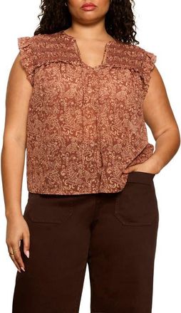 Sanctuary Free Feeling Paisley Top in Ivory/mosaic Clay at Nordstrom, Size 2X