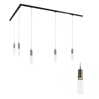 QAZQA Moderno Sistema De Iluminaci&oacute;n De Riel Moderno Con 5 Luces Colgantes De Metal Color Bronce Oscuro Monof&aacute;sico - Iconic Lloyd Acero /pl&aacute;stico Adecuado P