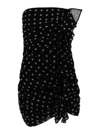 Nina Ricci Polka Dot Asymmetrical Ruffle Dress