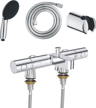 GROHE Precision Get - Mezclador Termost&aacute;tico De Ba&ntilde;o Con Barra De Ducha Idroflex, Teleducha Start De 2 Chorros, Flexo Y Soporte