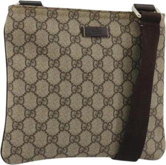 Gucci Pre-owned Vintage GG Canvas Shoulder Bag - Dames - Vintage Schoudertas - Bruin - ONE Size - Leer - Vintage