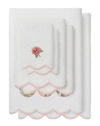 Linum Home Textiles 100% Turkish Cotton Maui Scallop 6Pc Embellished Towel Set