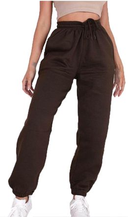 Generic New Womens Ladies Jogger Soft Fleece Tracksuit Bottoms Workout Sports Trouser Sweatpant Dark Brown
