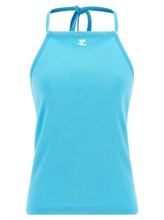 Courr&egrave;ges Light Blue Logo Embroidery Tank Top