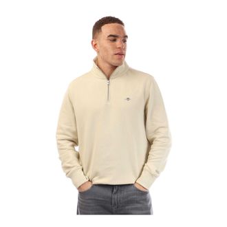 GANT Heren Shield Sweatshirt met halve rits (Beige)