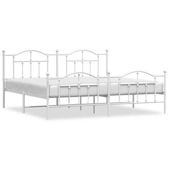 Berkfield Home Metal Bed Frame with Headboard & Footboard White 193x203 cm