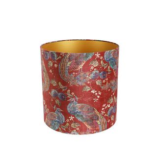 QAZQA Cl&aacute;sico/antiguo Pantalla De L&aacute;mpara De Terciopelo Roja Dise&ntilde;o Pavo Real 40/40/40 Interior Dorado, - Qazqa