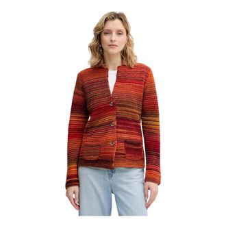 Benetton Gebreide Cardigan met Patroon - Dames - Vesten - Veelkleurig - S - Wol - Truien & Vesten
