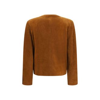 Saint Laurent Lambskin Suede Jacket - Brown