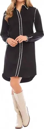 Karen Kane Beverly Edge Stitch Shirtdress In Black And Cream