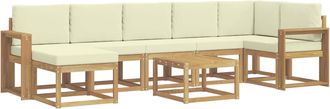 vidaXL Conjunto De Sof&aacute;s De Exterior 8 Uds. Blanco Y Crema Poli&eacute;ster Vidaxl