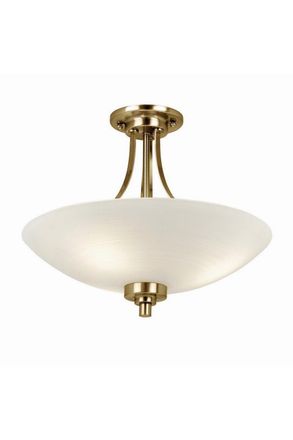 Netlighting Welles 3 Light Flush Ceiling Light White Antique Brass E27 in Gold