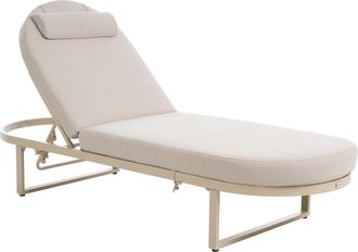 Beliani Tumbona Reclinable De Jard&iacute;n De Aluminio Con Coj&iacute;n Exterior Beige Roncolo