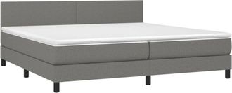 vidaXL Vidaxl - Cama Box Spring Con Colch&oacute;n Y Led Tela Gris Oscuro 200x200 Cm
