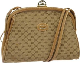 Gucci Pre-owned Leather gucci-bags - Dames - Vintage Schoudertas - Beige - ONE Size - Leer - Vintage