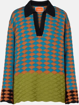 La DoubleJ Intarsia wool polo sweater