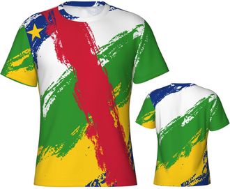 Generic Central African Republic Flag Workwear Mens Tshirt Breathable Activewear Shirts Soft Gym T Shirts for Running Lounge Everyday XL