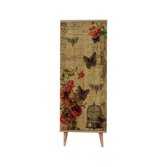 Dmora Zapatero Dacrydium, Mueble Para 16 Pares De Zapatos, 7 Estantes, 1 Puerta, 50x38x135h Cm Roble Marr&oacute;n