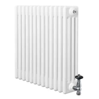MonsterShop Traditional 4 Column Radiator & Valves - 600 x 605mm - White